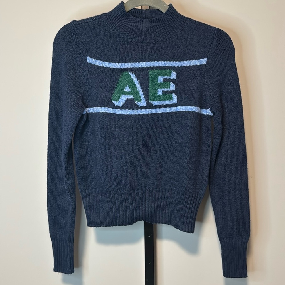 American Eagle Navy AE Mockneck Sweater XS New NWT
